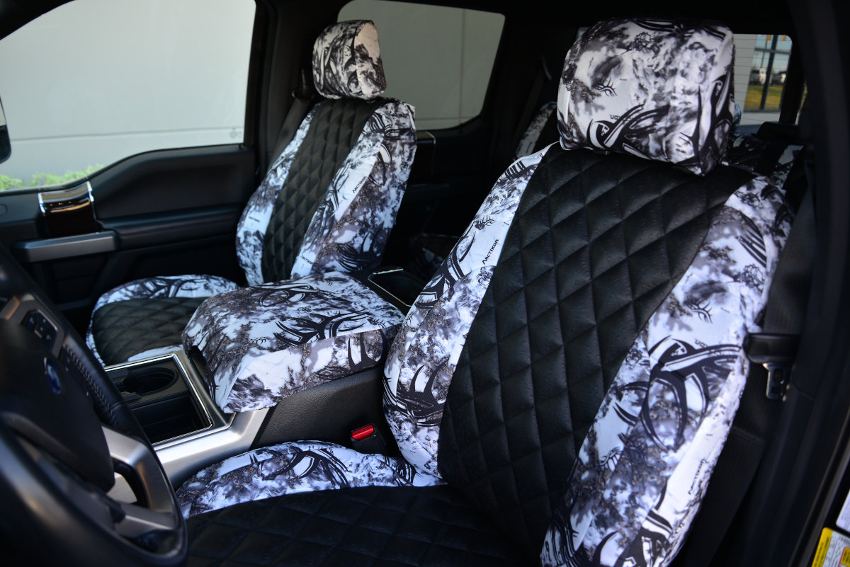 FF-01 Front Pair, Black Oasis Auto Tailor Fit Seat Covers Compatible with 2009-2022 Ford F-150 F150 F-250 F250 F350 F350 