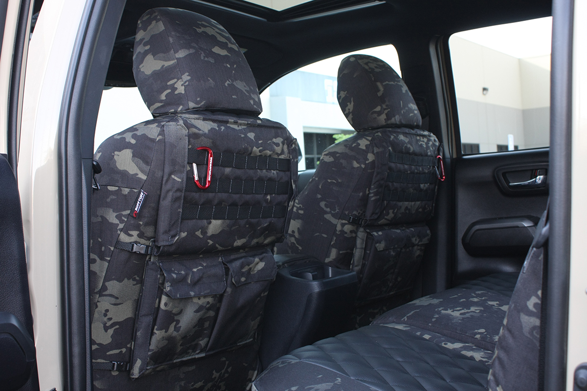 LUCKYMAN CLUB 2005-2015 Tacoma Custom Fit Seat Covers for Crew Cab with Faux Leather 2005-2015 Black & Red 