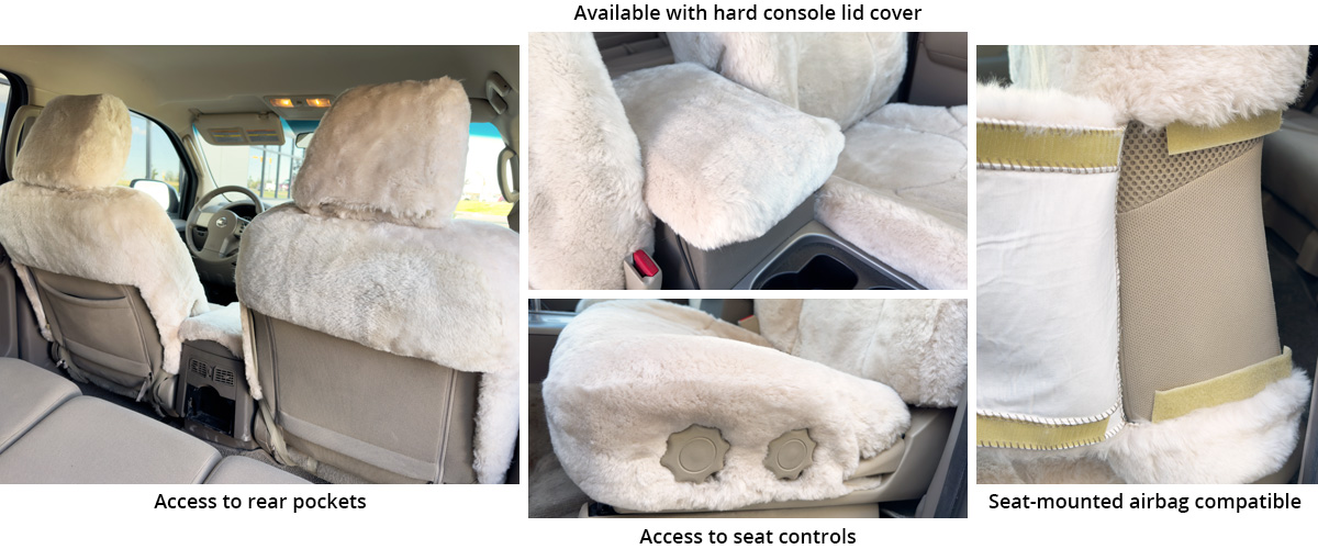 Details of sheepskin custom seat covers